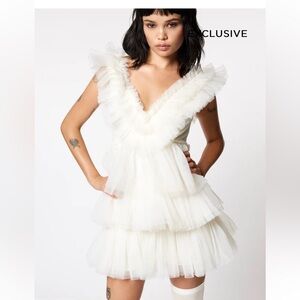 Betsy Johnson Tiered Tulle Cream Dress - XL